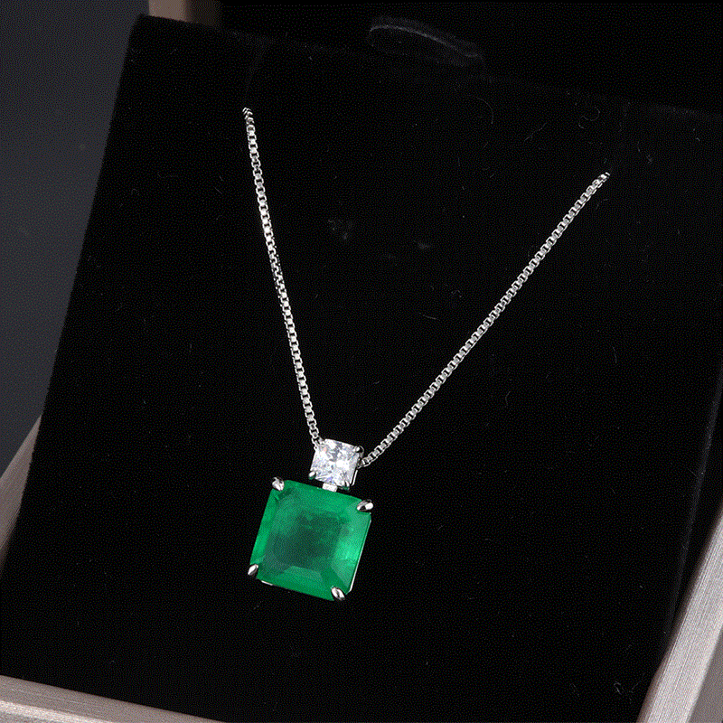 10*7mm Neon Green Doublet Emerald Earring & Pendant Jewelry Set Best Gift