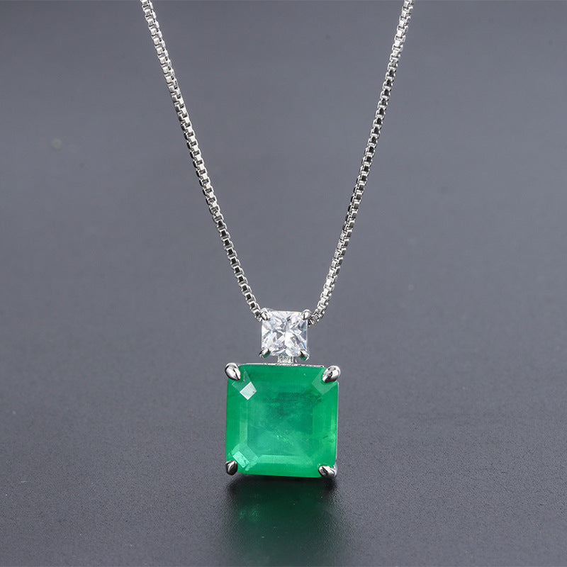10*7mm Neon Green Doublet Emerald Earring & Pendant Jewelry Set Best Gift