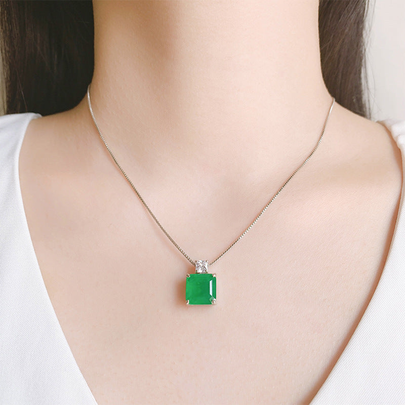 10*7mm Neon Green Doublet Emerald Earring & Pendant Jewelry Set Best Gift