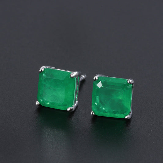 7*7 Neon Green Emerald Earring Stud Best Gift