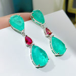 BLUE PARAIBA TOURMALINE Earring Magnificent GEOMETRY Earring Minimalism Style Exotic Neon Vivid Blue Color & Glow Ice Blue Color Earring