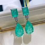 BLUE PARAIBA TOURMALINE Earring Magnificent GEOMETRY Earring Minimalism Style Exotic Neon Vivid Blue Color & Glow Ice Blue Color Earring