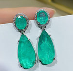 BLUE PARAIBA TOURMALINE Earring Magnificent GEOMETRY Earring Minimalism Style Exotic Neon Vivid Blue Color & Glow Ice Blue Color Earring