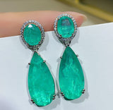 BLUE PARAIBA TOURMALINE Earring Magnificent GEOMETRY Earring Minimalism Style Exotic Neon Vivid Blue Color & Glow Ice Blue Color Earring
