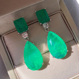 BLUE PARAIBA TOURMALINE Earring Magnificent GEOMETRY Earring Minimalism Style Exotic Neon Vivid Blue Color & Glow Ice Blue Color Earring