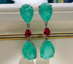 BLUE PARAIBA TOURMALINE Earring Magnificent GEOMETRY Earring Minimalism Style Exotic Neon Vivid Blue Color & Glow Ice Blue Color Earring