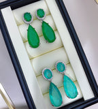 BLUE PARAIBA TOURMALINE Earring Magnificent GEOMETRY Earring Minimalism Style Exotic Neon Vivid Blue Color & Glow Ice Blue Color Earring