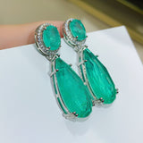 BLUE PARAIBA TOURMALINE Earring Magnificent GEOMETRY Earring Minimalism Style Exotic Neon Vivid Blue Color & Glow Ice Blue Color Earring
