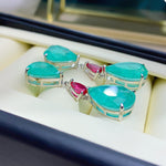 BLUE PARAIBA TOURMALINE Earring Magnificent GEOMETRY Earring Minimalism Style Exotic Neon Vivid Blue Color & Glow Ice Blue Color Earring