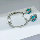 BLUE PARAIBA TOURMALINE CRESCENT & HEART JEWELRY SET Magnificent Earring Minimalism Style Exotic Neon Vivid Blue Color & Glow Ice Blue Color Jewelry Set