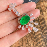 GREEN EMERLAD EARRING Magnificent Chandelier Earring Exotic Vivid Green Glow Color Earring MAY Birthstone 18K White Gold Plated