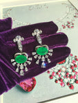 GREEN EMERLAD EARRING Magnificent Chandelier Earring Exotic Vivid Green Glow Color Earring MAY Birthstone 18K White Gold Plated