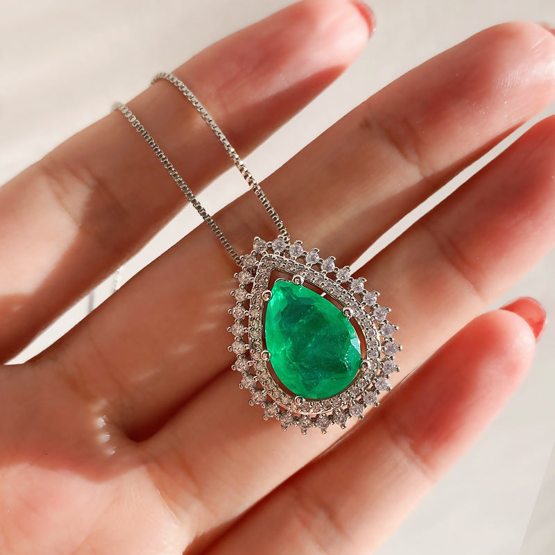 14*20mm Pear Cut Green Doublet Emerald Jewelry Set Victorian Halo Style 18KGP