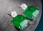 GREEN EMERLAD MINI CUTE JEWELRY SET Magnificent Jewelry Set Minimalism Style Exotic Vivid Green Color & Glow Color Jewelry Set 18K White Gold Plated