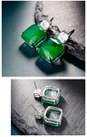 GREEN EMERLAD MINI CUTE JEWELRY SET Magnificent Jewelry Set Minimalism Style Exotic Vivid Green Color & Glow Color Jewelry Set 18K White Gold Plated