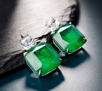 GREEN EMERLAD MINI CUTE JEWELRY SET Magnificent Jewelry Set Minimalism Style Exotic Vivid Green Color & Glow Color Jewelry Set 18K White Gold Plated