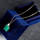 GREEN EMERLAD MINI CUTE JEWELRY SET Magnificent Jewelry Set Minimalism Style Exotic Vivid Green Color & Glow Color Jewelry Set 18K White Gold Plated