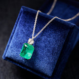 GREEN EMERLAD MINI CUTE JEWELRY SET Magnificent Jewelry Set Minimalism Style Exotic Vivid Green Color & Glow Color Jewelry Set 18K White Gold Plated