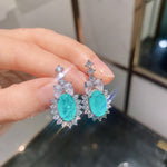 BLUE PARAIBA TOURMALINE GEOMETRY JEWELRY SET Magnificent Earring Minimalism Style Exotic Neon Vivid Blue Color & Glow Ice Blue Color Jewelry Set