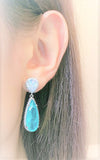 BLUE PARAIBA TOURMALINE Earring Magnificent Bicolor Earring Art Deco Style Exotic Neon Vivid Blue Color & Glow Ice Blue Color Earring