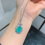 BLUE PARAIBA TOURMALINE GEOMETRY JEWELRY SET Magnificent Earring Minimalism Style Exotic Neon Vivid Blue Color & Glow Ice Blue Color Jewelry Set