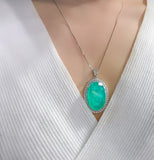 BLUE PARAIBA TOURMALINE PENDANT BIG Size Oval Shape Magnificent Chandelier Pendant Art Deco Style Exotic Neon Vivid Blue Color & Glow Ice Blue Color Pendant 18K WHITE GOLD PLATE