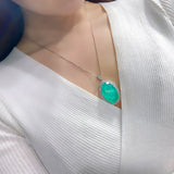 BLUE PARAIBA TOURMALINE PENDANT BIG Size Oval Shape Magnificent Chandelier Pendant Art Deco Style Exotic Neon Vivid Blue Color & Glow Ice Blue Color Pendant 18K WHITE GOLD PLATE