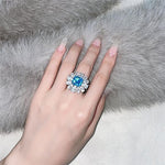 Blue Cocktail Unique Designer Sapphire Ring Engagement Ring