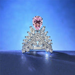 Diamond Pink Queen Princess Style Crown Sapphire Ring Engagement Ring