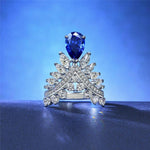 Royal Deep Blue Sapphire Crown Queen Sapphire Engagement Ring