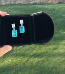 BLUE PARAIBA TOURMALINE Earring Magnificent Bicolor Earring Art Deco Style Exotic Neon Vivid Blue Color & Glow Ice Blue Color Earring
