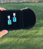 BLUE PARAIBA TOURMALINE Earring Magnificent Bicolor Earring Art Deco Style Exotic Neon Vivid Blue Color & Glow Ice Blue Color Earring