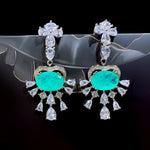 BLUE PARAIBA TOURMALINE Earring Magnificent Chandelier Earring Art Deco Style Exotic Neon Vivid Blue Color & Glow Ice Blue Color Earring