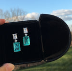 BLUE PARAIBA TOURMALINE Earring Magnificent Bicolor Earring Art Deco Style Exotic Neon Vivid Blue Color & Glow Ice Blue Color Earring
