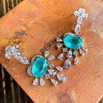 BLUE PARAIBA TOURMALINE Earring Magnificent Chandelier Earring Art Deco Style Exotic Neon Vivid Blue Color & Glow Ice Blue Color Earring