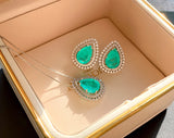 BLUE PARAIBA TOURMALINE GEOMETRY JEWELRY SET Magnificent Earring Minimalism Style Exotic Neon Vivid Blue Color & Glow Ice Blue Color Jewelry Set
