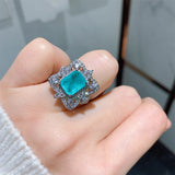 BLUE PARAIBA TOURMALINE Ring Magnificent Bicolor Halo Ring Art Deco Style Exotic Neon Vivid Blue Color & Glow Ice Blue Color Ring 18KGP