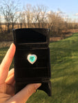 BLUE PARAIBA TOURMALINE Ring Magnificent Bicolor Halo Heart Ring Art Deco Style Exotic Neon Vivid Blue Color & Glow Ice Blue Color Ring 18KGP
