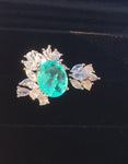BLUE PARAIBA TOURMALINE Ring Magnificent Bicolor Halo Ring Art Deco Style Exotic Neon Vivid Blue Color & Glow Ice Blue Color Ring 18KGP