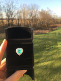 BLUE PARAIBA TOURMALINE Ring Magnificent Bicolor Halo Heart Ring Art Deco Style Exotic Neon Vivid Blue Color & Glow Ice Blue Color Ring 18KGP