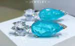 BLUE PARAIBA TOURMALINE Earring Magnificent Cute Earring Art Deco Style Exotic Neon Vivid Blue Color & Glow Ice Blue Color Earring
