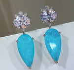 BLUE PARAIBA TOURMALINE Earring Magnificent Cute Earring Art Deco Style Exotic Neon Vivid Blue Color & Glow Ice Blue Color Earring