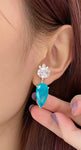 BLUE PARAIBA TOURMALINE Earring Magnificent Cute Earring Art Deco Style Exotic Neon Vivid Blue Color & Glow Ice Blue Color Earring