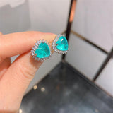BLUE PARAIBA TOURMALINE HEART JEWELRY SET Magnificent Earring Art Deco Style Exotic Neon Vivid Blue Color & Glow Ice Blue Color Jewelry Set