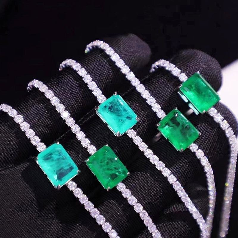 Geometric Blue Paraiba Simulant Bracelet Minimalist Style Tennis Bracelet Gift For Her