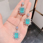 BLUE PARAIBA TOURMALINE Chandelier JEWELRY SET Magnificent Earring Art Deco Style Exotic Neon Vivid Blue Color & Glow Ice Blue Color Jewelry Set
